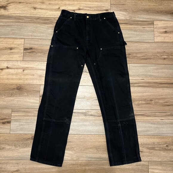 Men's Carhartt Duck Double Knee Logger Jeans 36x34 Black USA